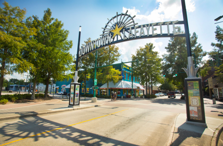 Entrance archway into downtown Lafayette, Louisiana.