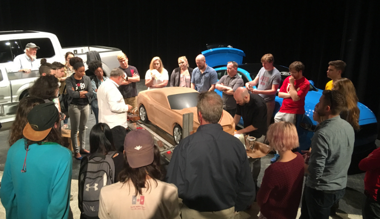 UL Lafayette students and faculty gathered in automotive design studio