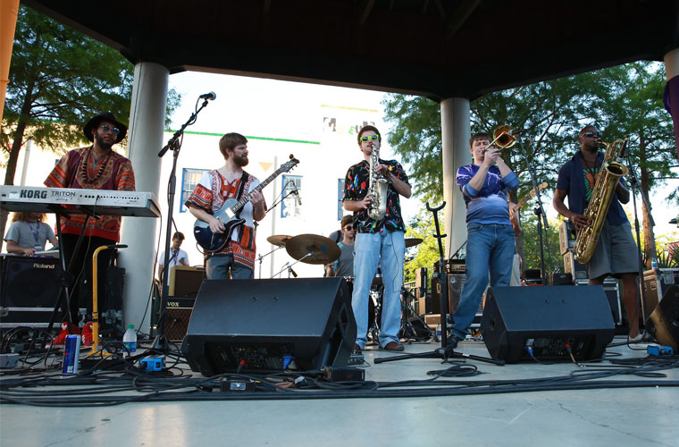 A group of University of Louisiana at Lafayette music majors perform at Festival International in Louisiana