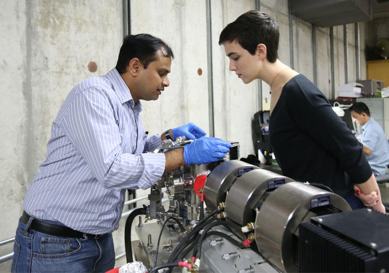A physics major works on research at the Louisiana Accelerator Center