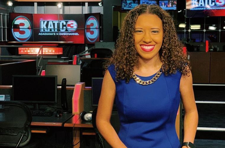 UL Lafayette broadcasting alum Eman Boyd reporting for KATC TV3.
