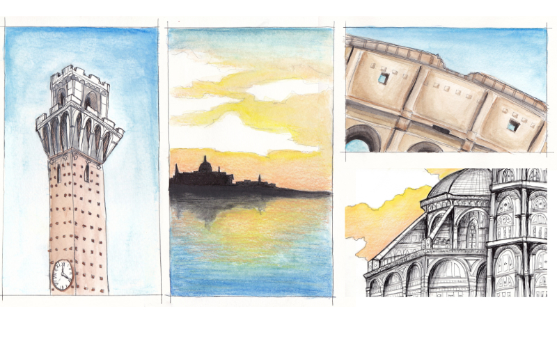 Blair Begnaud sketched Italian architecture when she traveled for the study abroad program.