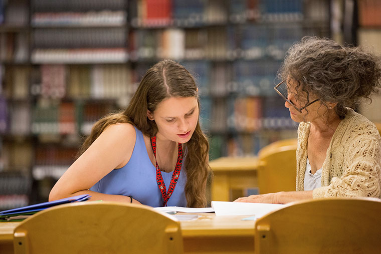 A University of Louisiana at Lafayette English major and her professor work together during an internship