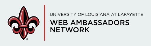University of Louisiana at Lafayette Web Ambassadors Network Subsite Navigation Logo
