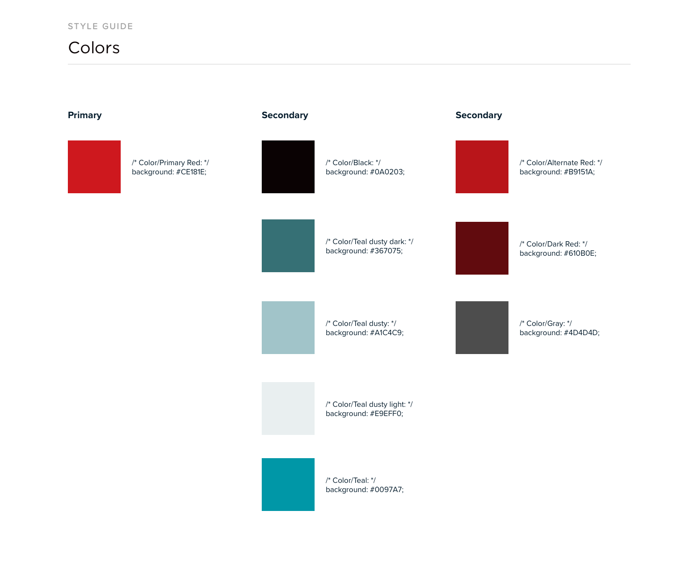 Web Style Guide Colors