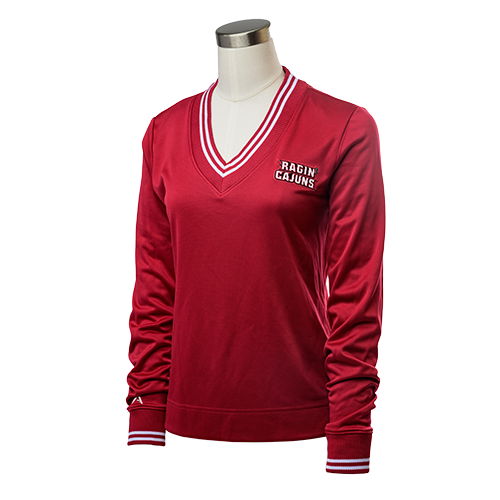 Red Ragin' Cajuns V-Neck Sweater