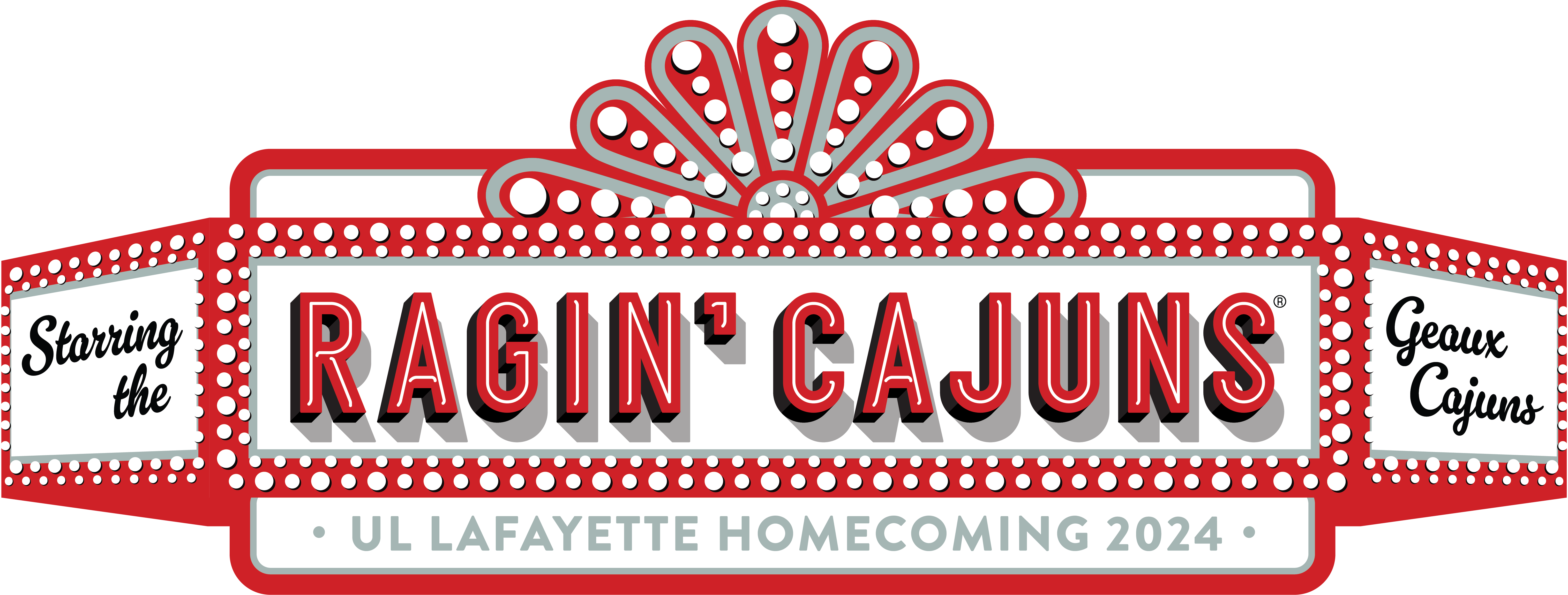 UL Lafayette Homecoming 2024 Logo: Starring the Ragin' Cajuns