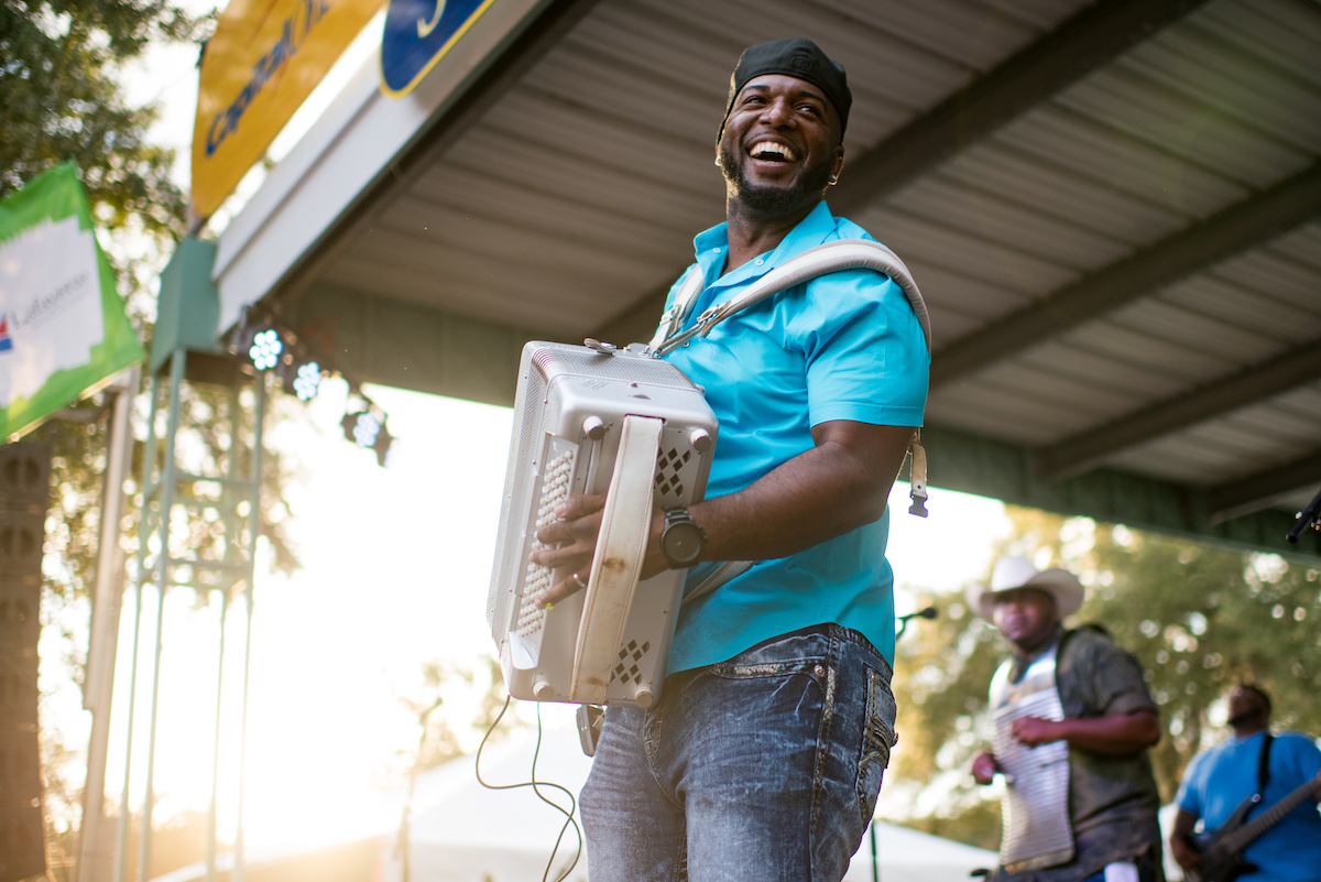 Musician Lil Nathan performs a Zydeco song at Festivals Acadiens et Creoles in 2018.