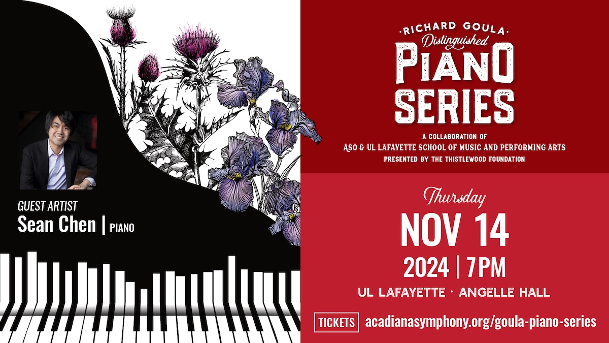 Promotional flyer with a photograph of pianist Sean Chen.