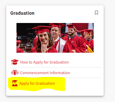 Screenshot of the ULink card for Graduation