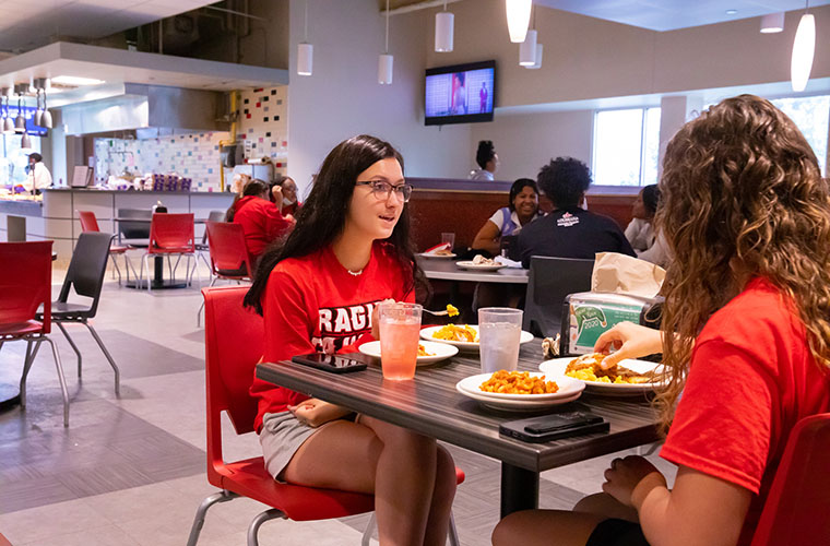 Students eating in Cypress Dining Hall