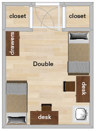 traditional dorm room floor plan