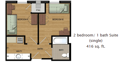 Suite style single dorm room