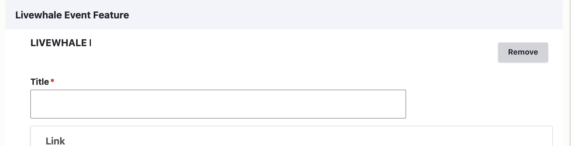 screenshot of backend: Livewhale event feature