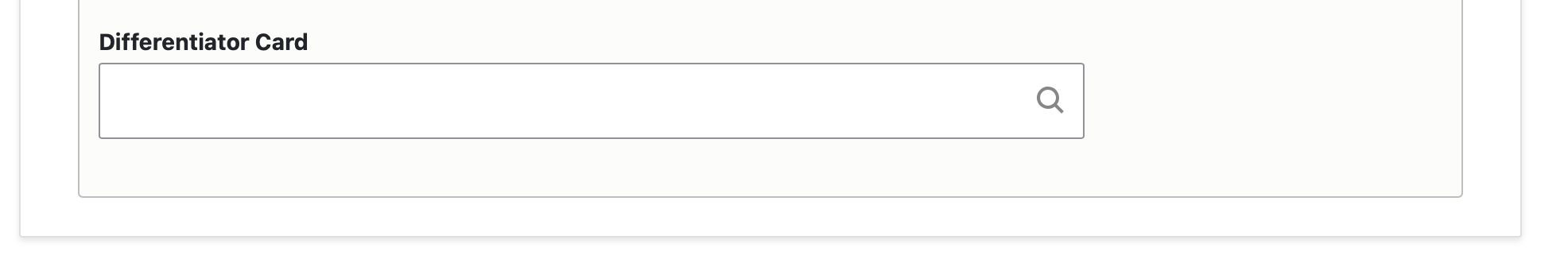 screenshot of backend: differentiator card input
