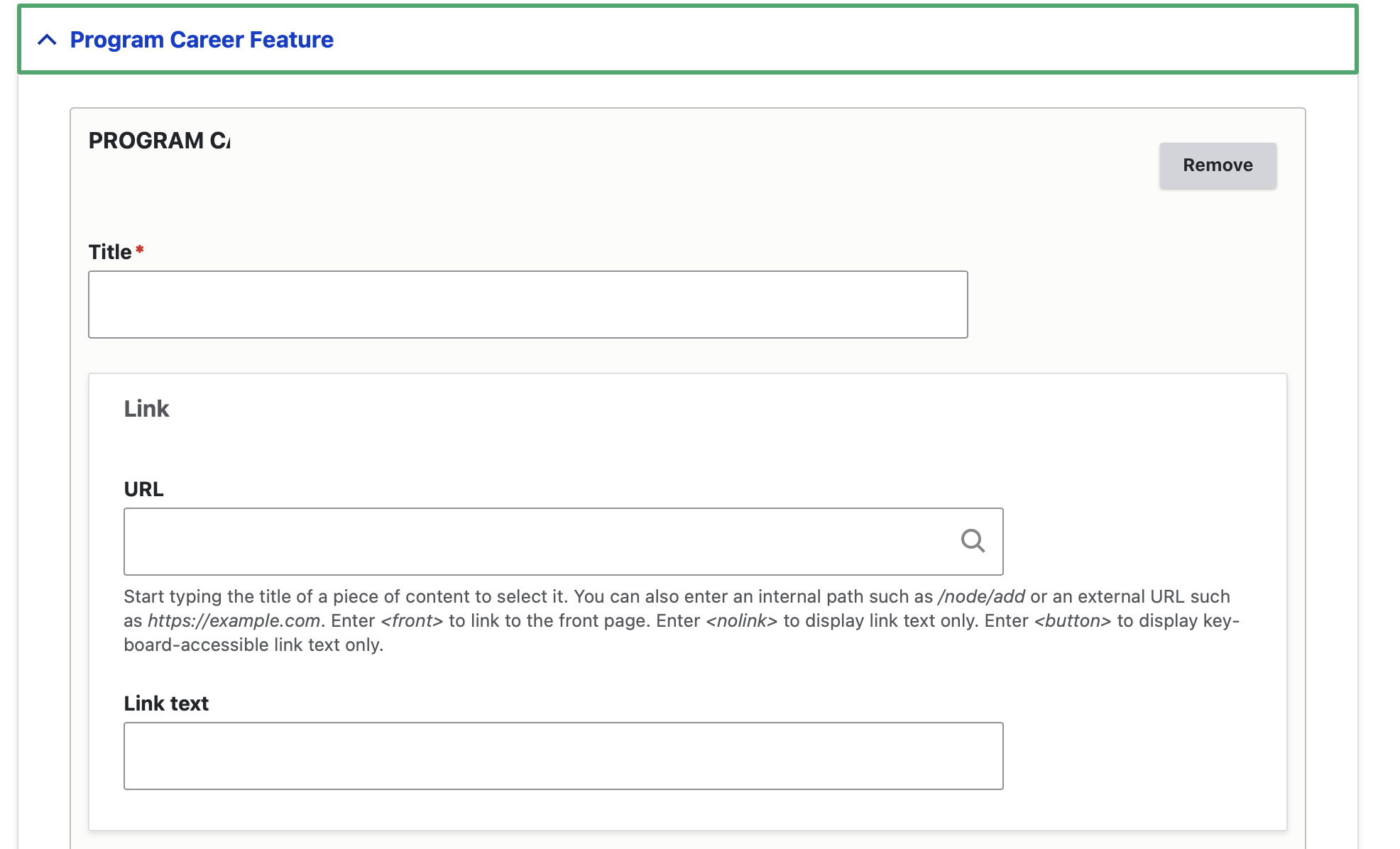 screenshot of backend: career feature