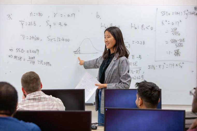 A math instructor teaching