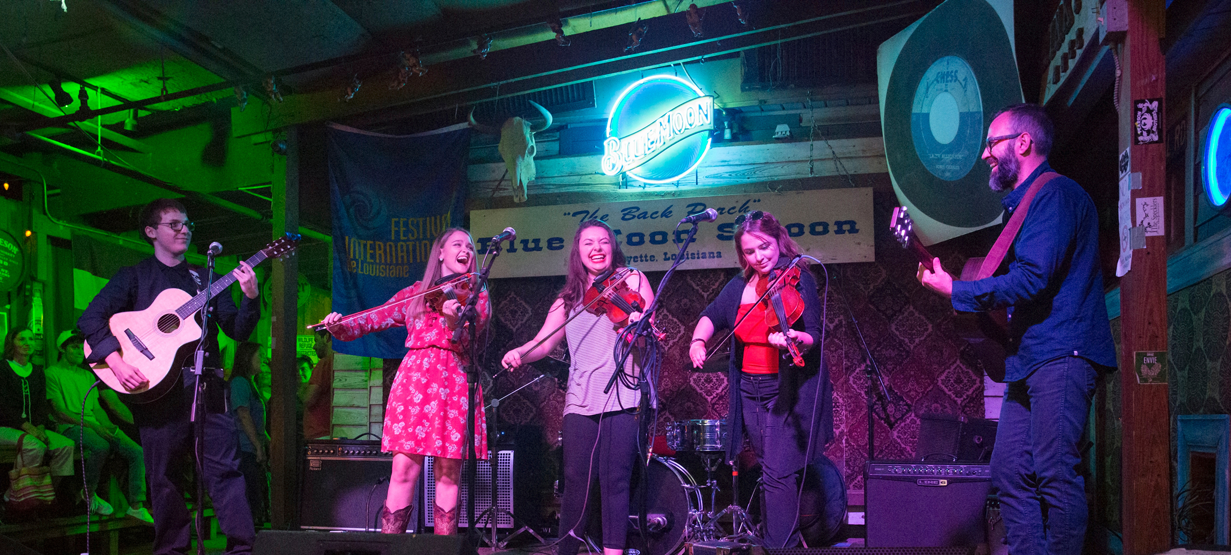 UL tradtional music students perform on stage at local venue during Festival Internationale