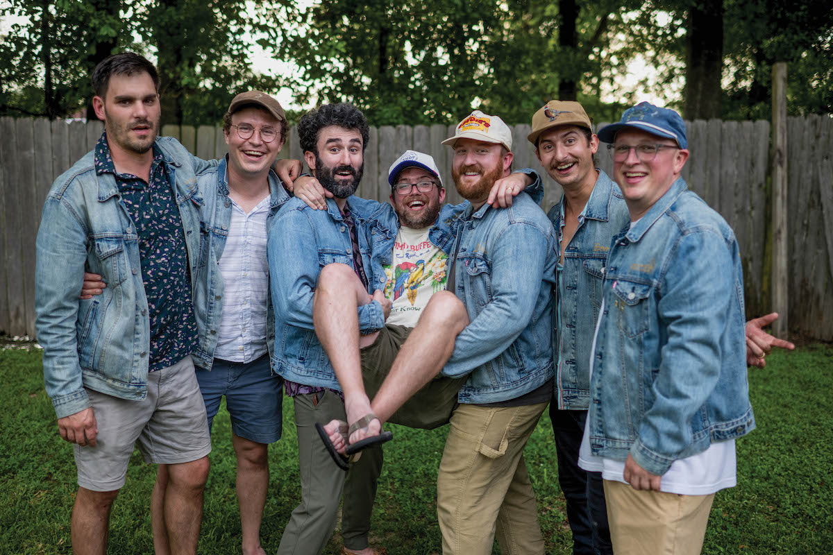 Members of the Gravy Boys pose for a photo in their signature denim jackets.