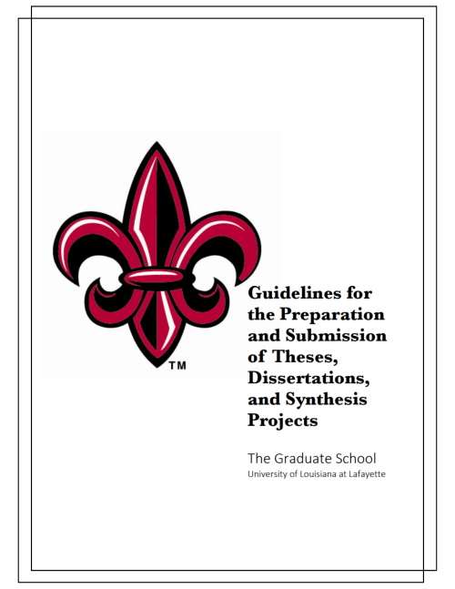 Guidelines for Preparation and Submission of Theses, Dissertations, and Synthesis Projects cover page