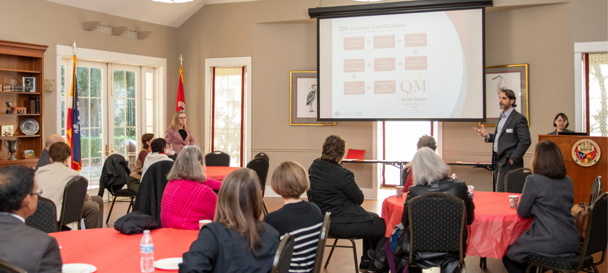 UL Lafayette distance learning employees gathered for a presentation