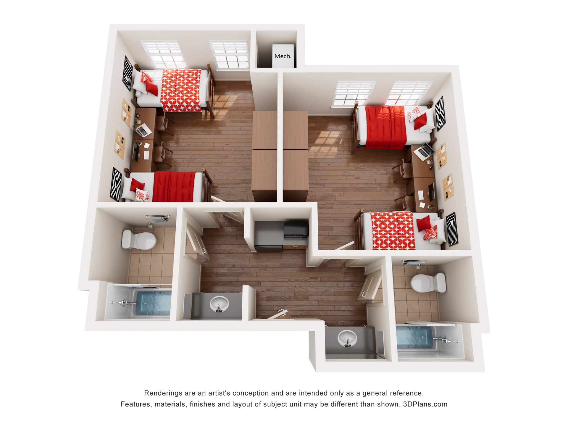 Double suite style floor plan