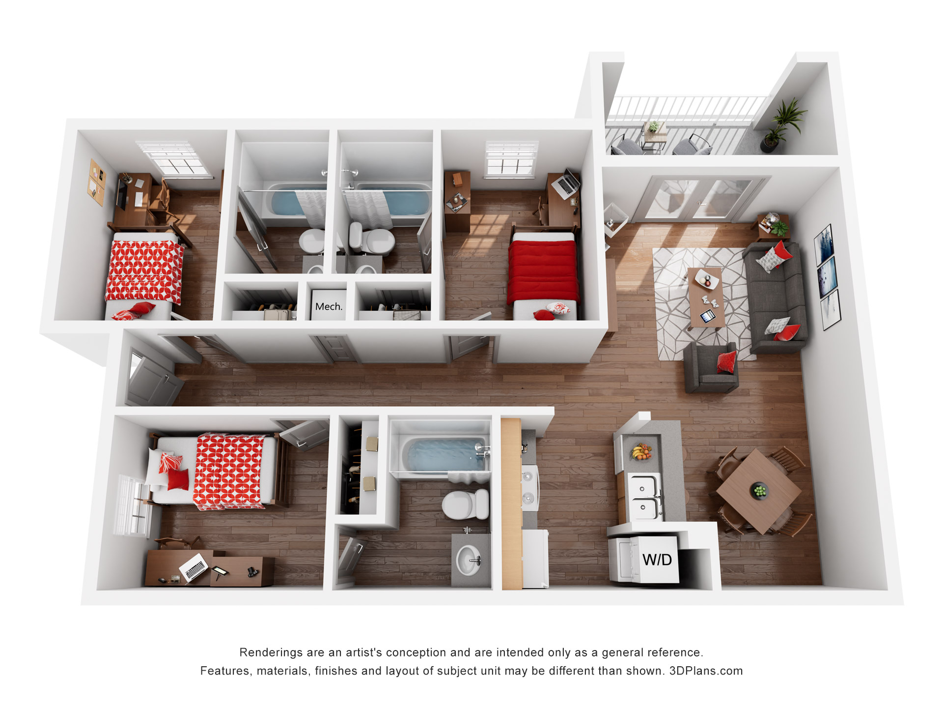 Legacy Park three bedroom floor plan