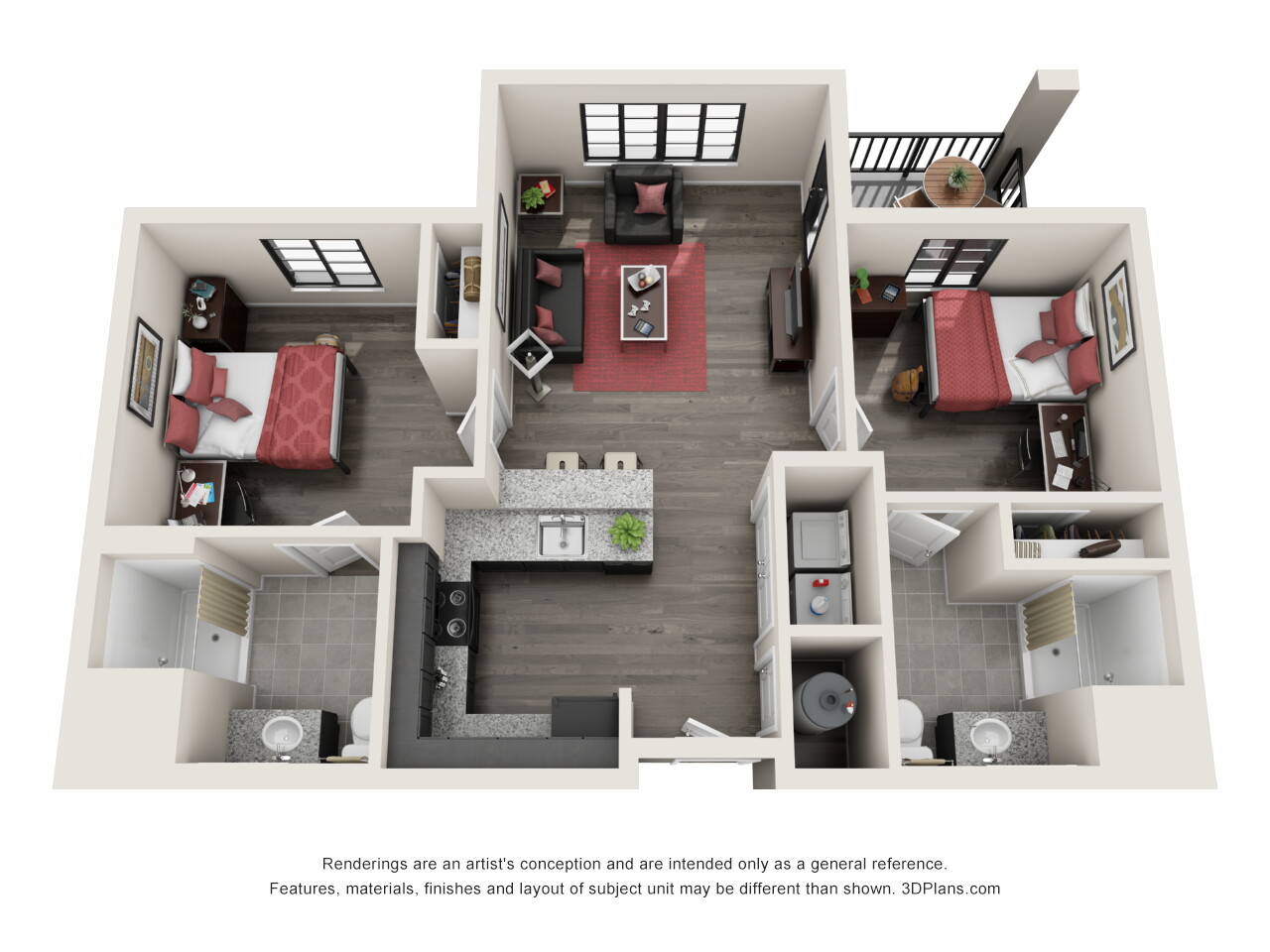 Two bedroom floor plan