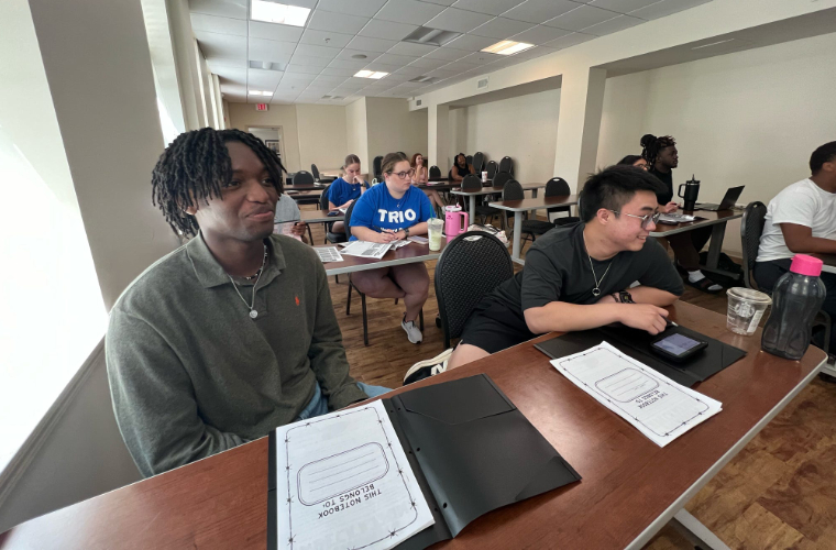 UL Lafayette Residence Hall Association members having a town hall meeting