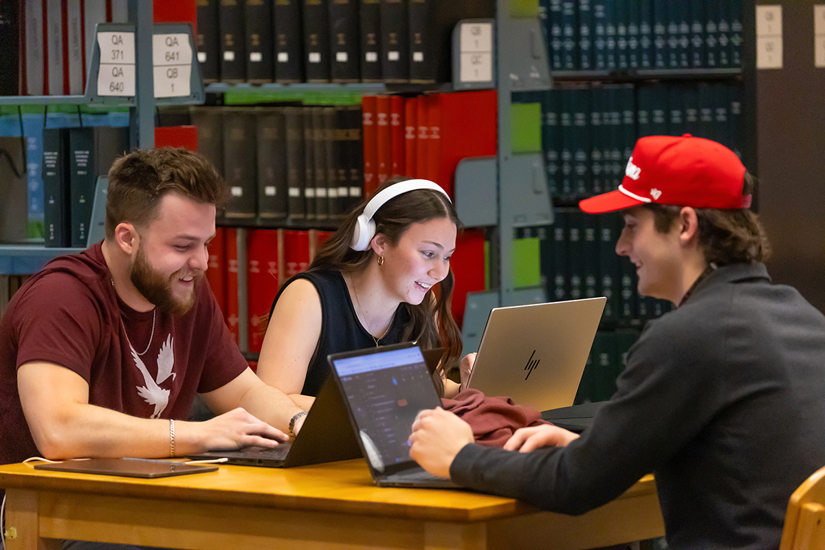 Students study in library