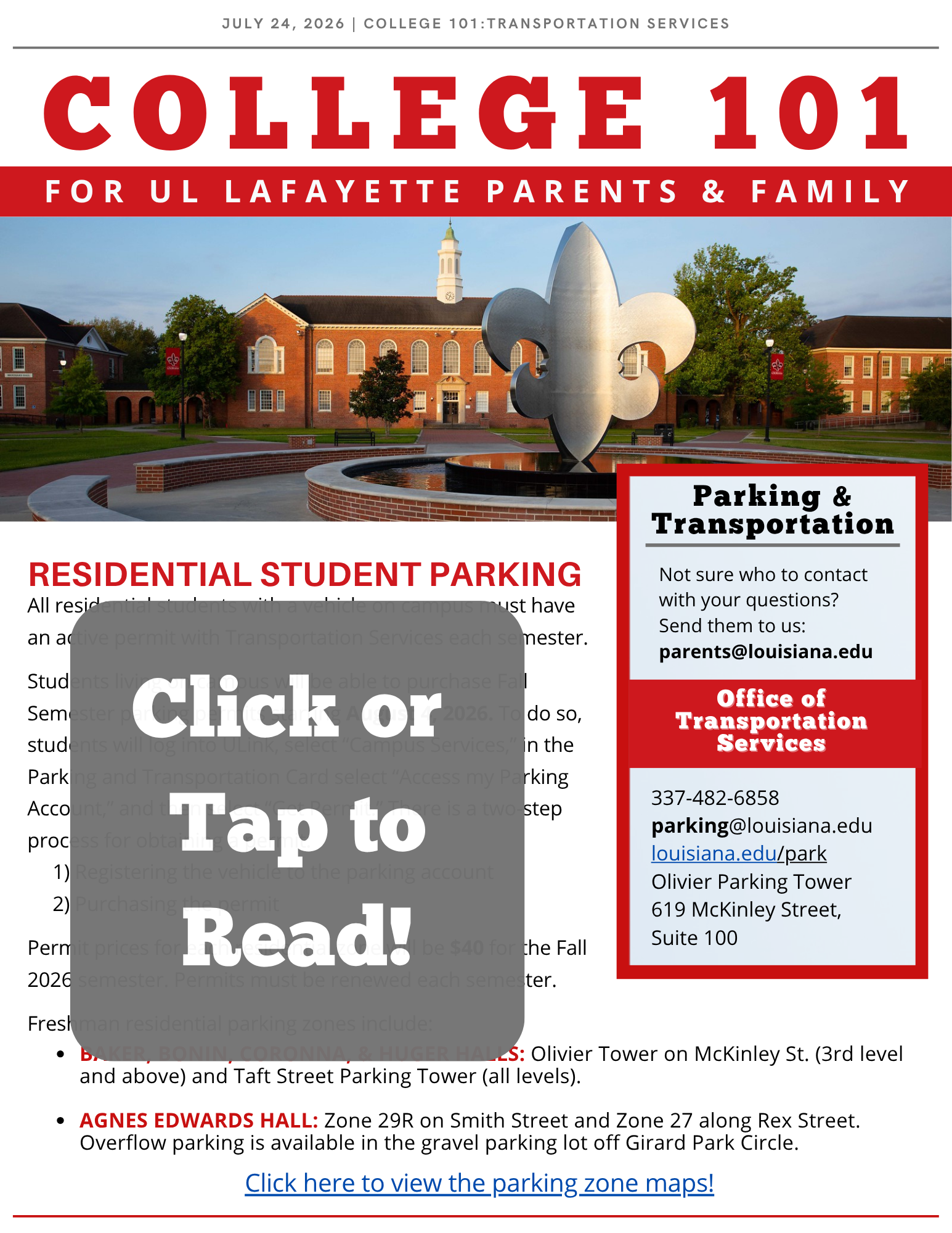 Cover Photo College 101 Parking & Transportation 