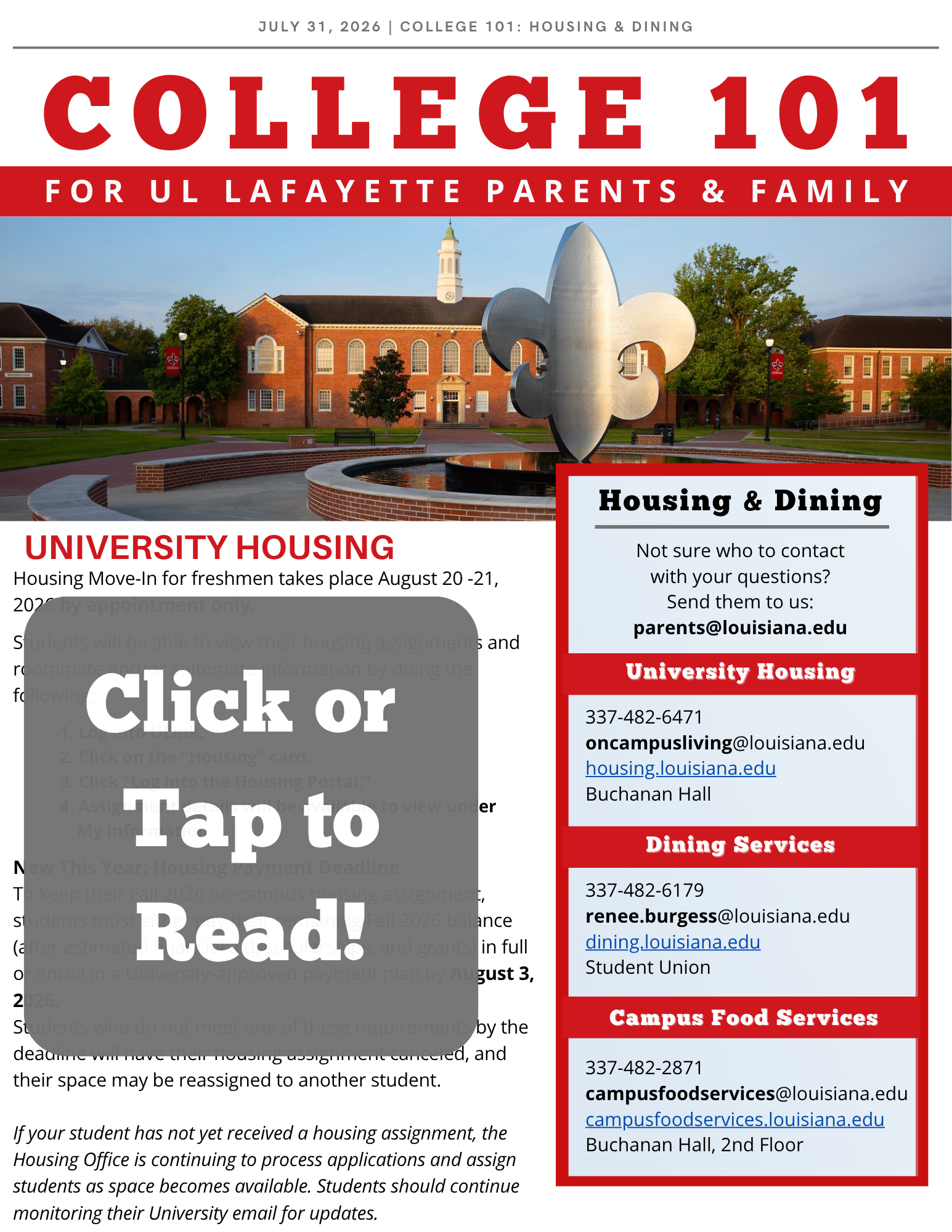 Cover Photo College 101 Housing & Dining