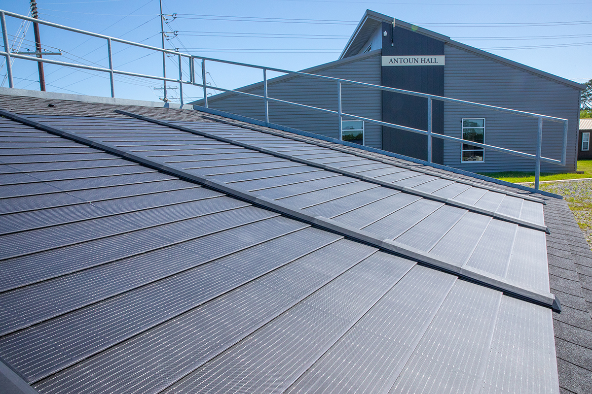 solar panels outside Antoun Hall