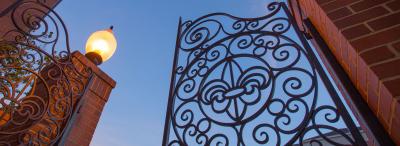 The fleur de lis iron gates at the University of Louisiana at Lafayette