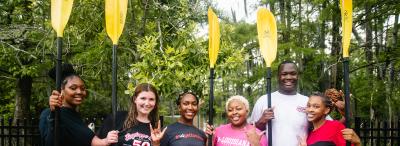 UL Lafayette students by Cypress Lake