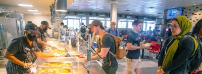 UL Lafayette students getting food at Cypress Lake Dining Hall