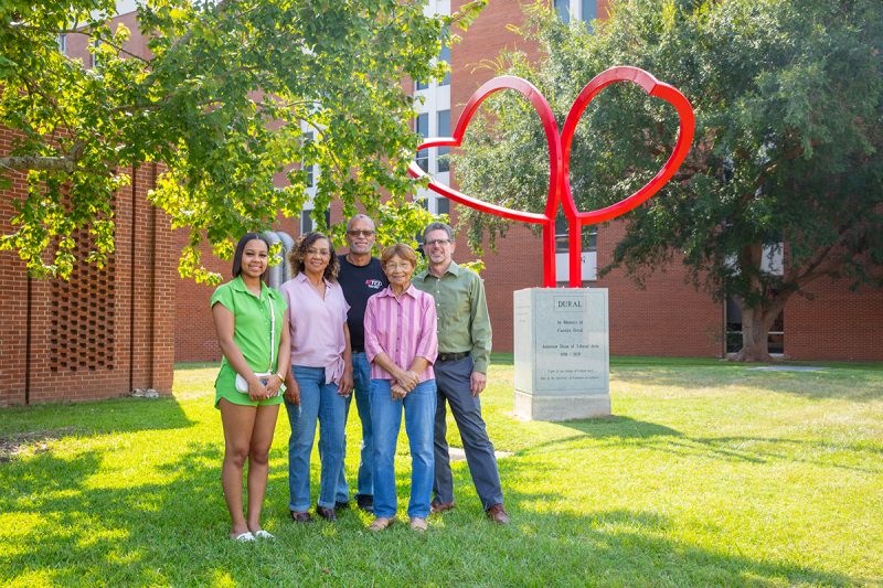 Memorial sculpture dedicated to Dural, the ‘Light of the College of Liberal Arts’