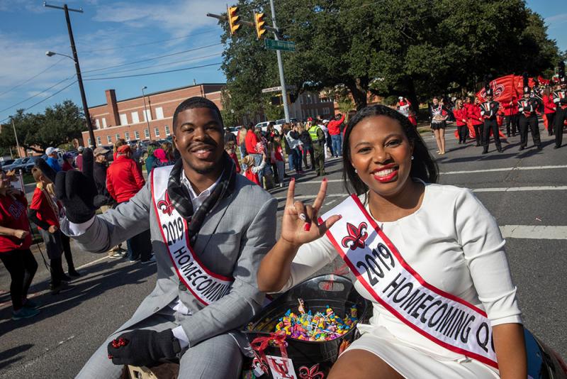 April Pruitt as Homecoming queen in the annual U L Lafayette Homecoming parade