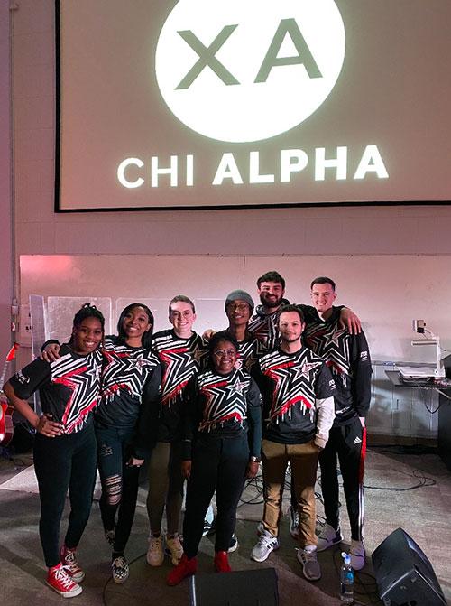 Geology major Niya Davis with other student leaders at Chi Alpha on campus