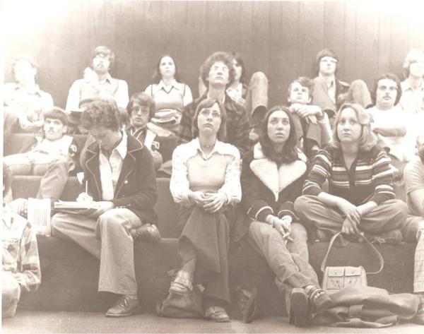A historical photo of the very first Honors Seminar in 1973