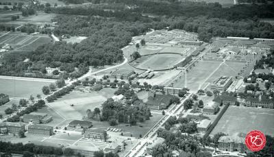 1954 aerial of campus