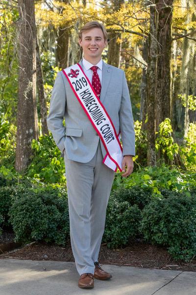 University of Louisiana at Lafayette education major Dylan Hebert in his Homecoming Court sash