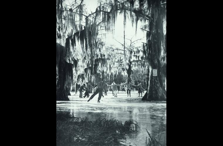 In 1962, Life magazine published this photo of a frozen Cypress Lake. Students ignored no trespassing signs and went ice skating – with or without skates. 
