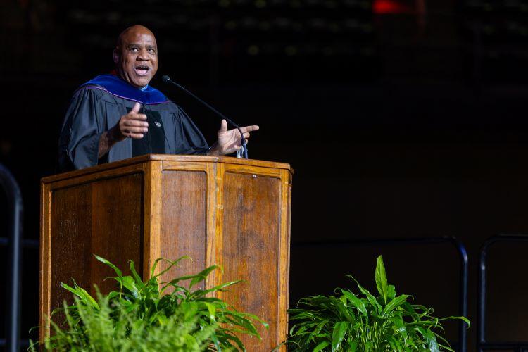 Dr. Bowie speaking at New Student Convocation