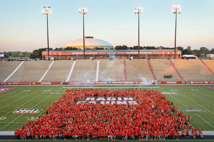 Class of 2027 class photo on Cajun Field