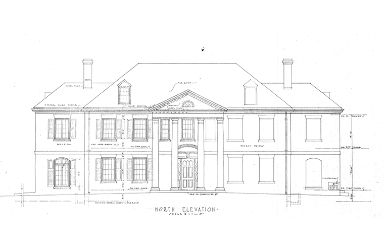 President's residence front elevation rendering