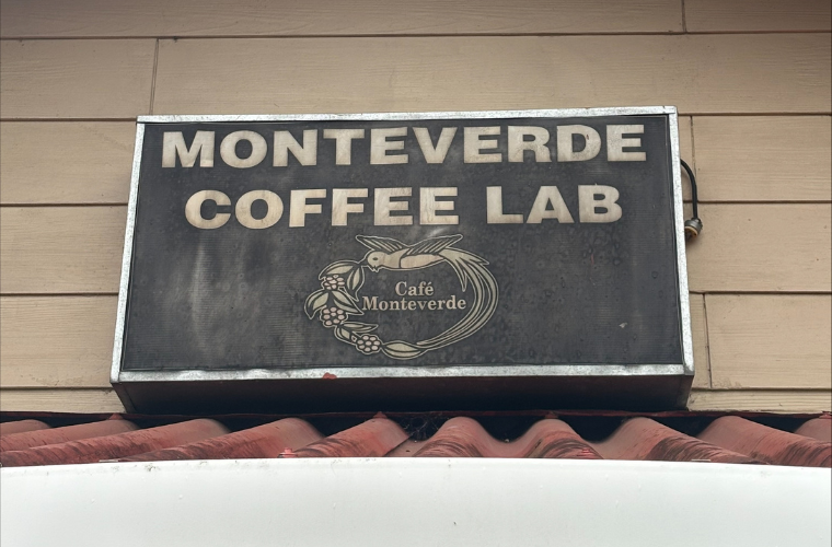A sign for Monteverde Coffee Lab.