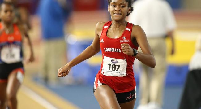 Student-athlete Tala Spates races past the competition on the track