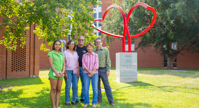 Memorial sculpture dedicated to Dural, the ‘Light of the College of Liberal Arts’