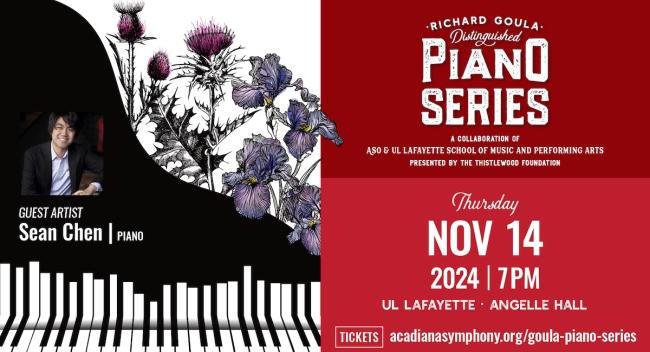 Promotional flyer with a photograph of pianist Sean Chen.